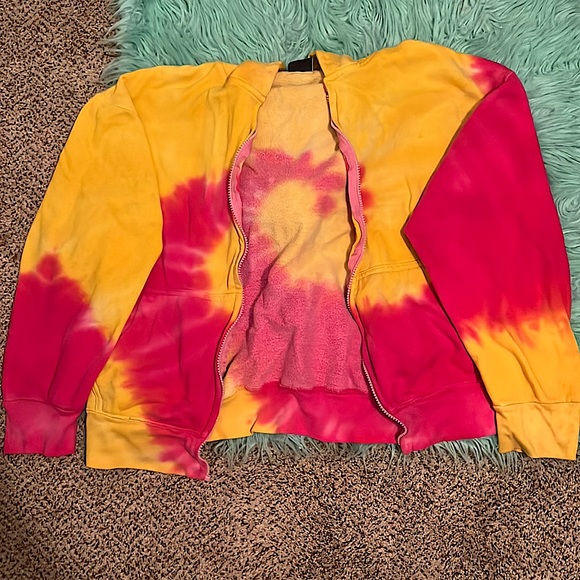 Pink and yellow tie-dye jacket. No zipper but still looks cute with my outfits. - Picture 1 of 3